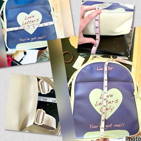 NWT Betsey Johnson Purple Cream Backpack Only Love Letters W/ zip pouch LBCHARLI main image 5